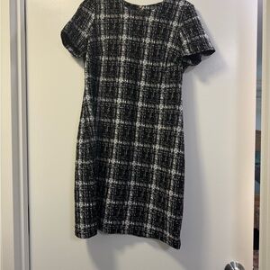 Calvin Klein Black and White Flutter Sleeve Sheath Dress